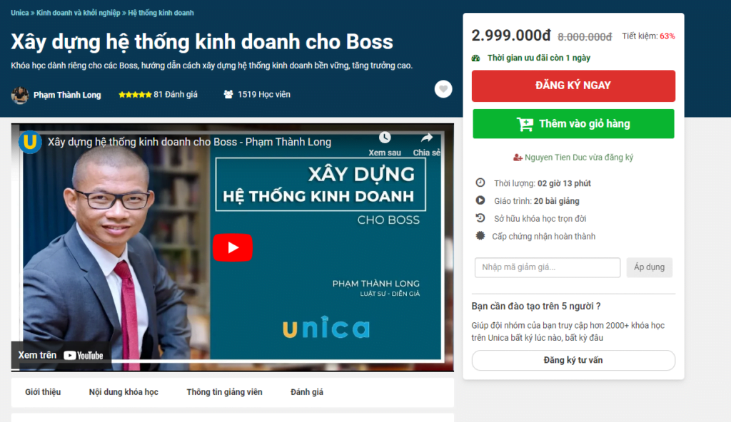 Xây dựng hệ thống kinh doanh cho Boss
