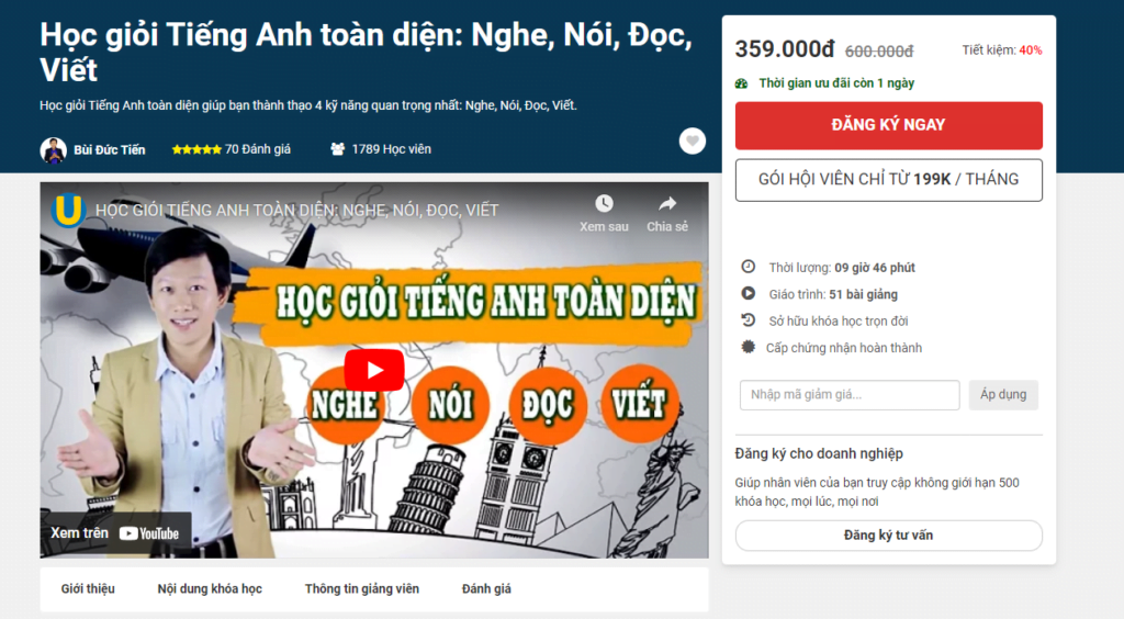 Học Tiếng Anh toàn diện: Nghe, Nói, Đọc, Viết