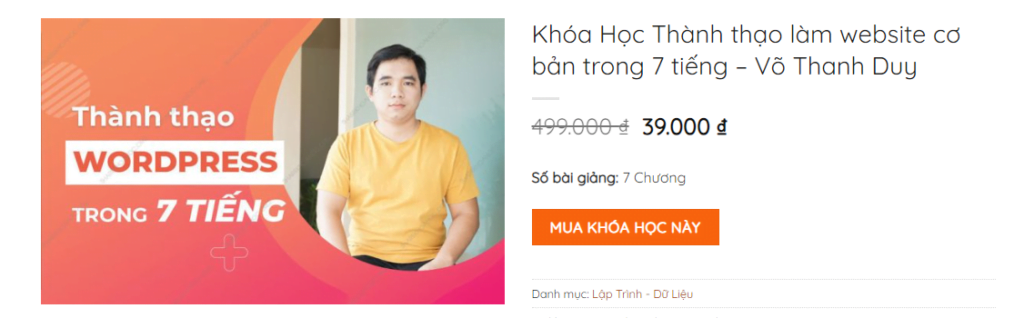 Khóa Học Thành thạo làm website cơ bản trong 7 tiếng – Võ Thanh Duy