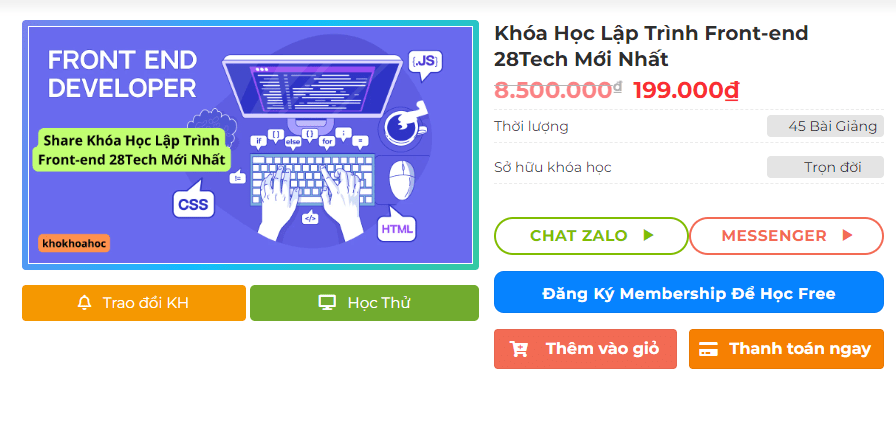Khóa Học Lập Trình Frontend 28Tech