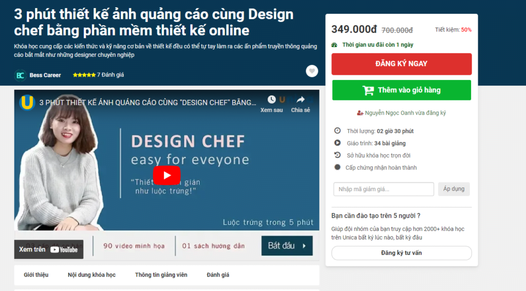3 phút thiết kế ảnh quảng cáo cùng Design chef 