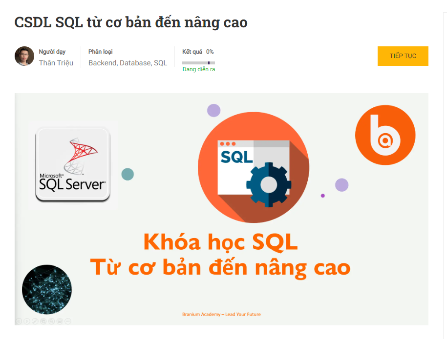 CSDL SQL từ cơ bản đến nâng cao - thân triệu