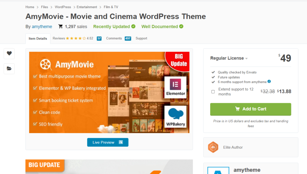 AmyMovie - Movie and Cinema WordPress Theme