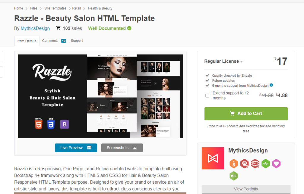 Razzle - Beauty Salon HTML Template