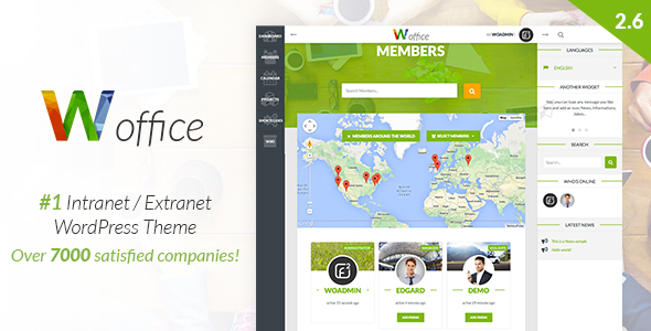 Woffice - Intranet, Extranet and Project Management WordPress Theme