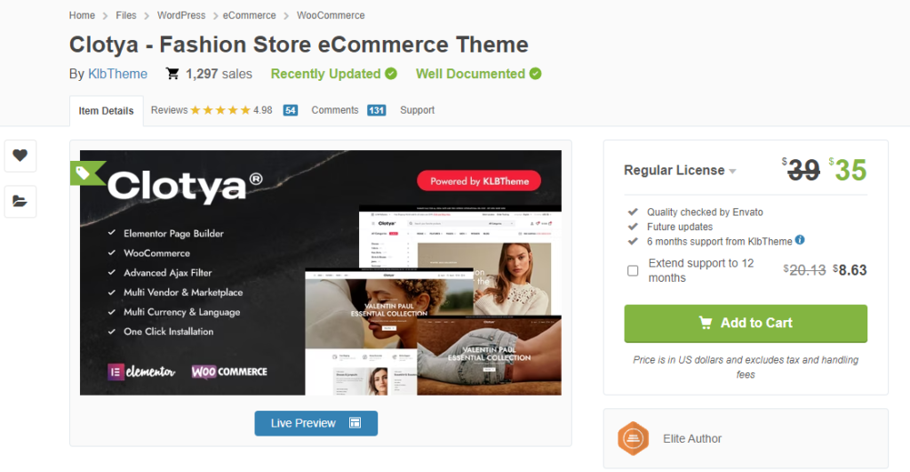 Clotya - Fashion Store eCommerce Theme