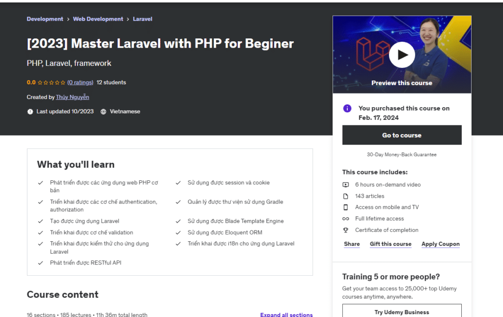 [2023] Master Laravel with PHP for Beginer - codegym