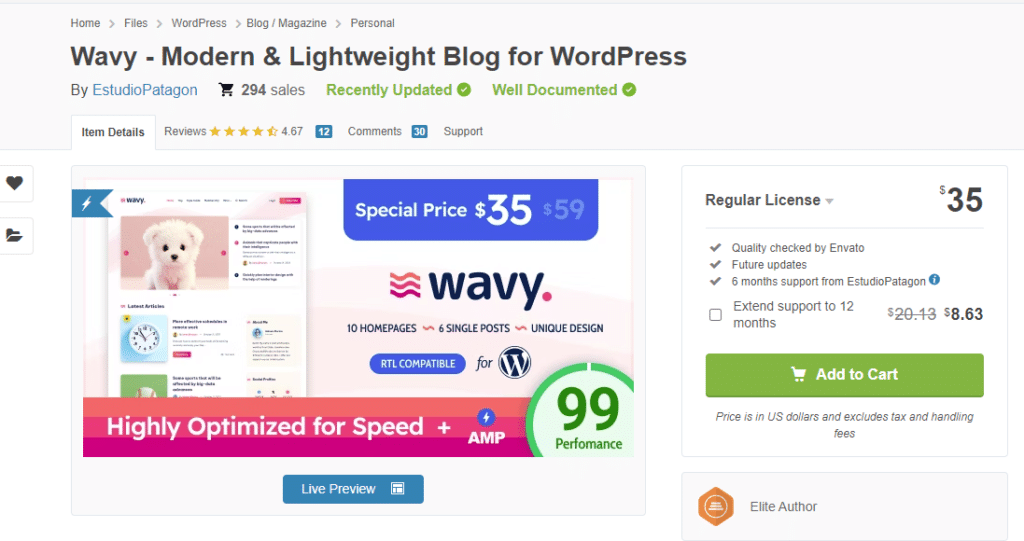 Modern & Lightweight Blog WordPress Theme