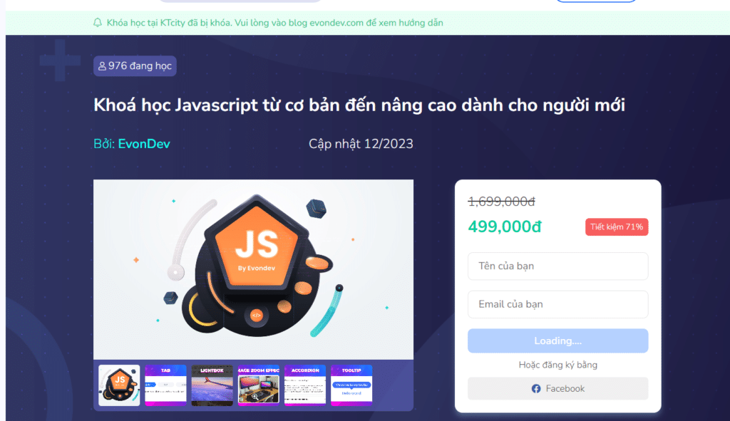 Khoá học tự học Javascript hiệu quả và dễ dàng dành cho người mới