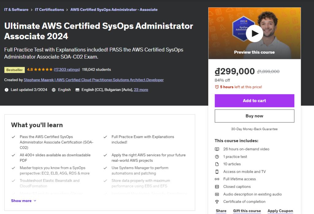 ultimate aws certified sysops administrator associate 2024