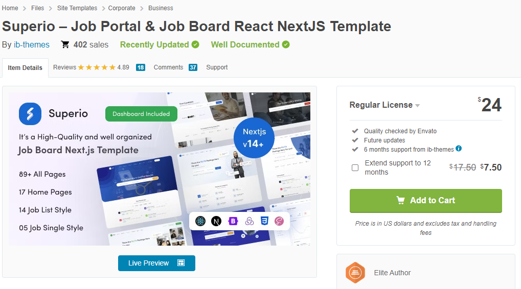Superio – Job Portal & Job Board React NextJS Template