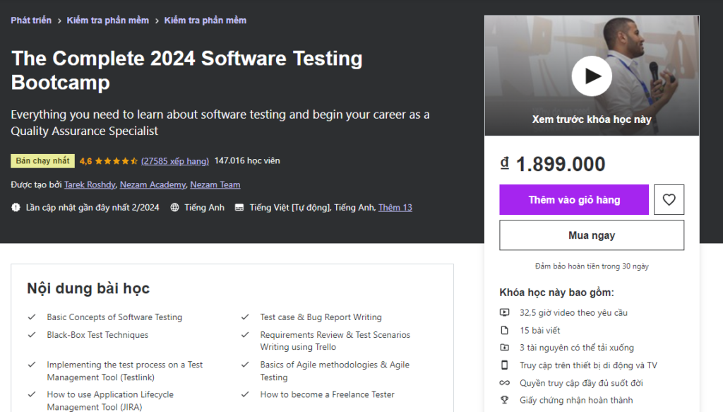 The Complete 2024 Software Testing Bootcamp
