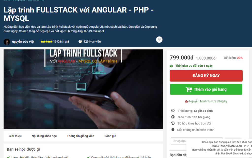 Lập trình FULLSTACK với ANGULAR - PHP - MYSQL