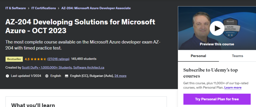 AZ-204 Developing Solutions for Microsoft Azure - OCT 2023