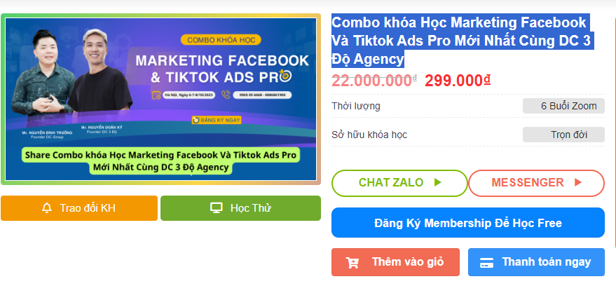 Combo khóa Học Marketing Facebook Và Tiktok Ads Pro Mới Nhất Cùng DC 3 Độ Agency