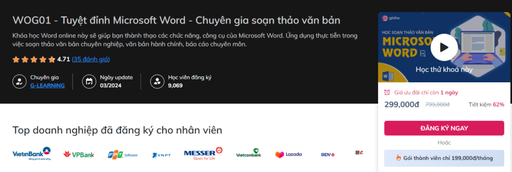 WOG01 - Tuyệt đỉnh Microsoft Word - Chuyên gia soạn thảo văn bản