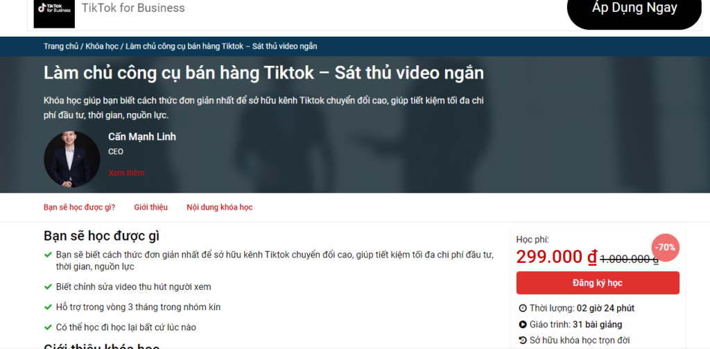 Làm chủ công cự bán hàng Tiktok - Sát thủ Video ngắn cùng CẤN MẠNH LINH 