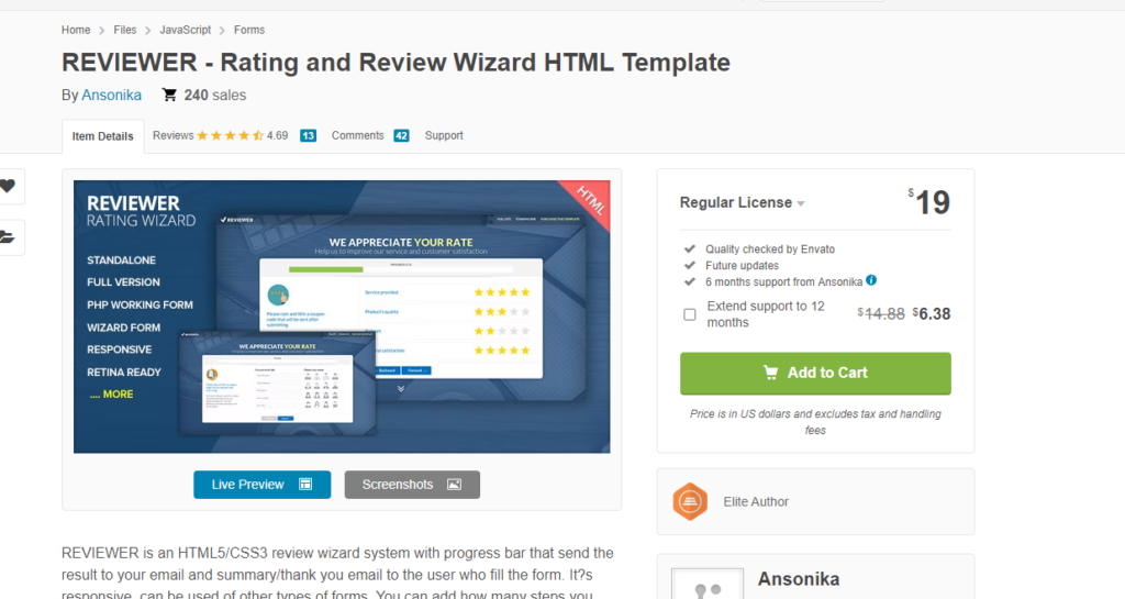 REVIEWER - RATING AND REVIEW WIZARD HTML TEMPLATE
