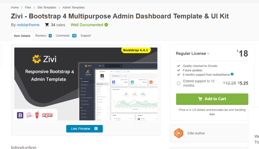 ZIVI - BOOTSTRAP 4 MULTIPURPOSE ADMIN DASHBOARD TEMPLATE & UI KIT