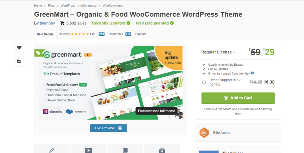 GreenMart – Organic & Food WooCommerce WordPress Theme
