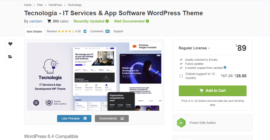 Tecnologia - IT Services & App Software WordPress Theme
