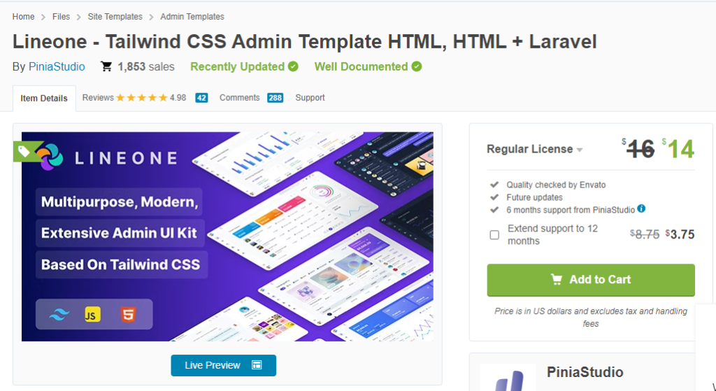  LINEONE - MULTIPURPOSE TAILWIND CSS ADMIN TEMPLATE BASED ON HTML, HTML + LARAVEL