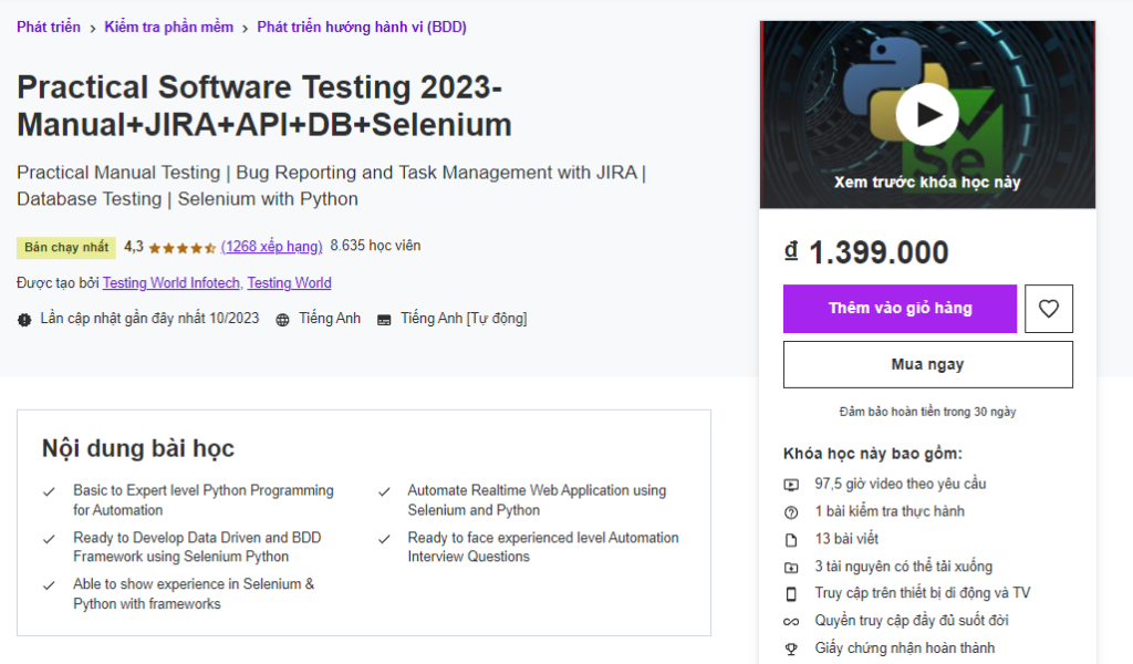 Practical Software Testing 2023-Manual+JIRA+API+DB+Selenium
