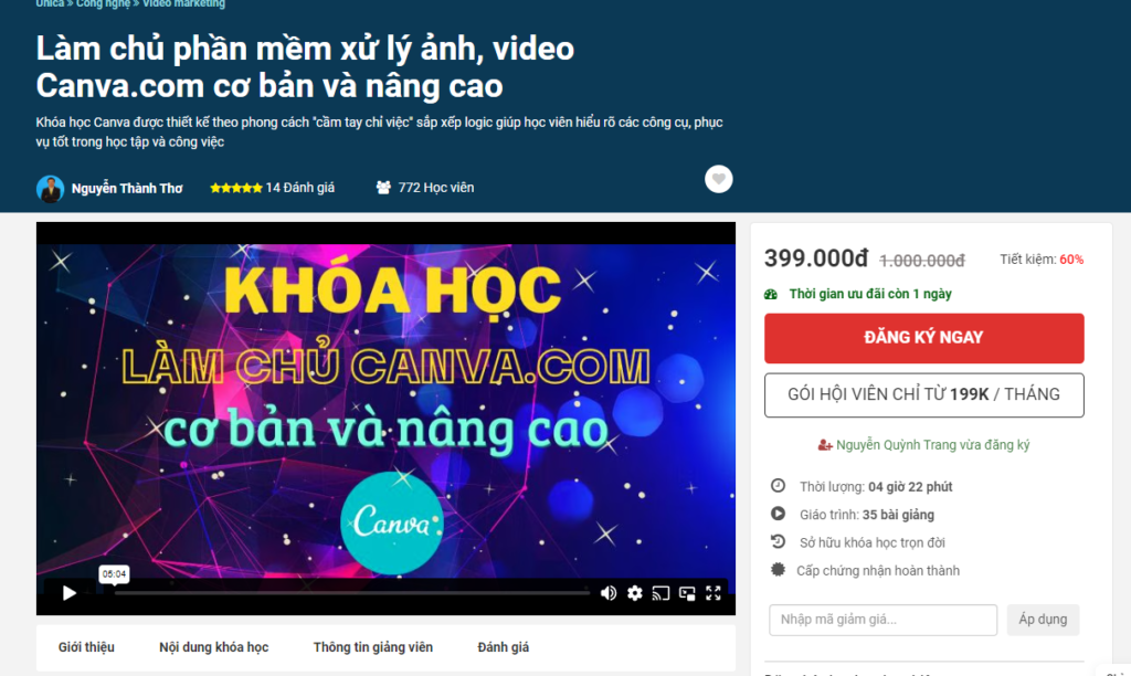 Làm chủ phần mềm xử lý ảnh, video Canva.com cơ bản và nâng cao