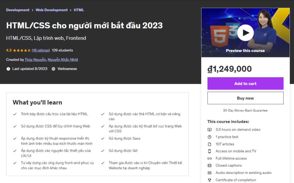 HTML/CSS cho người mới bắt đầu 2023