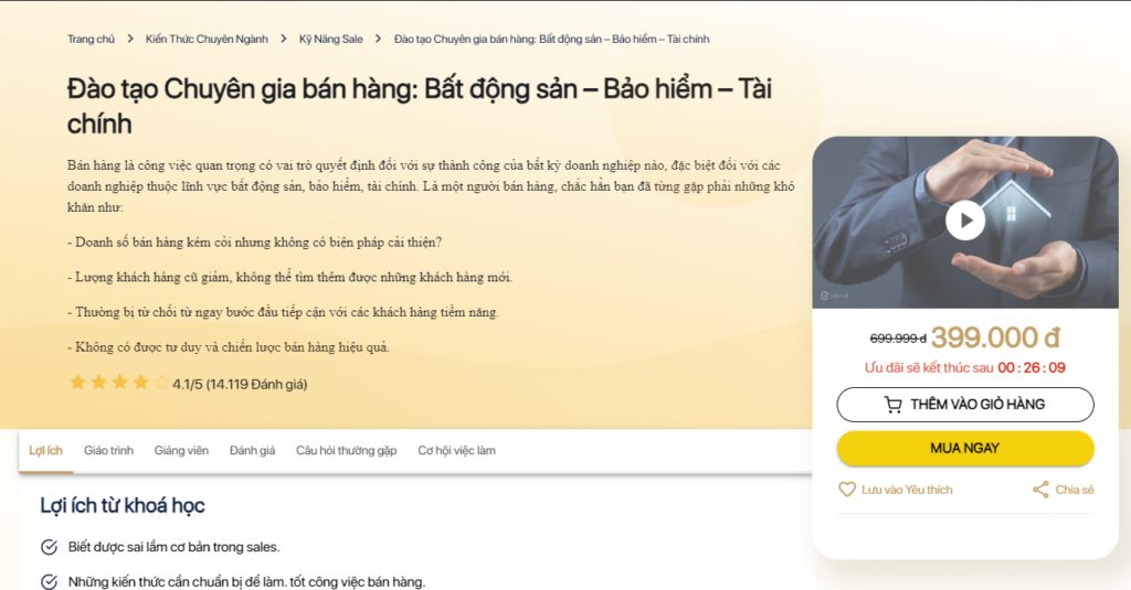 Đào tạo Chuyên gia bán hàng: Bất động sản – Bảo hiểm – Tài chính
