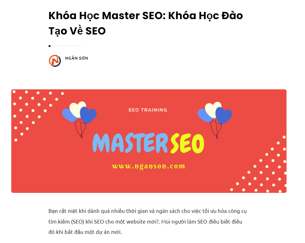 Khóa Học Master SEO: Khóa Học Đào Tạo Về SEO - NganSon