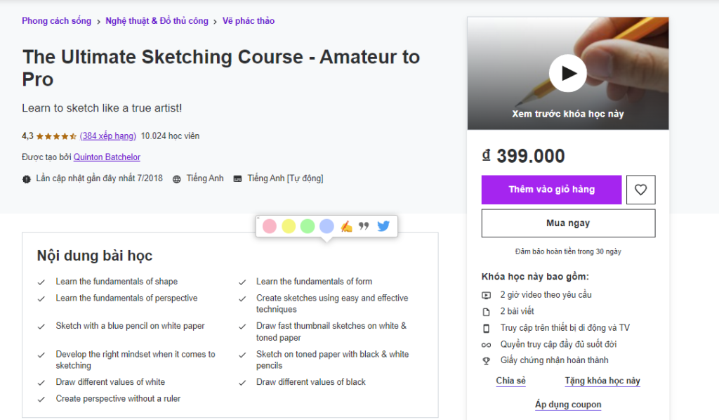The Ultimate Sketching Course - Amateur to Pro
