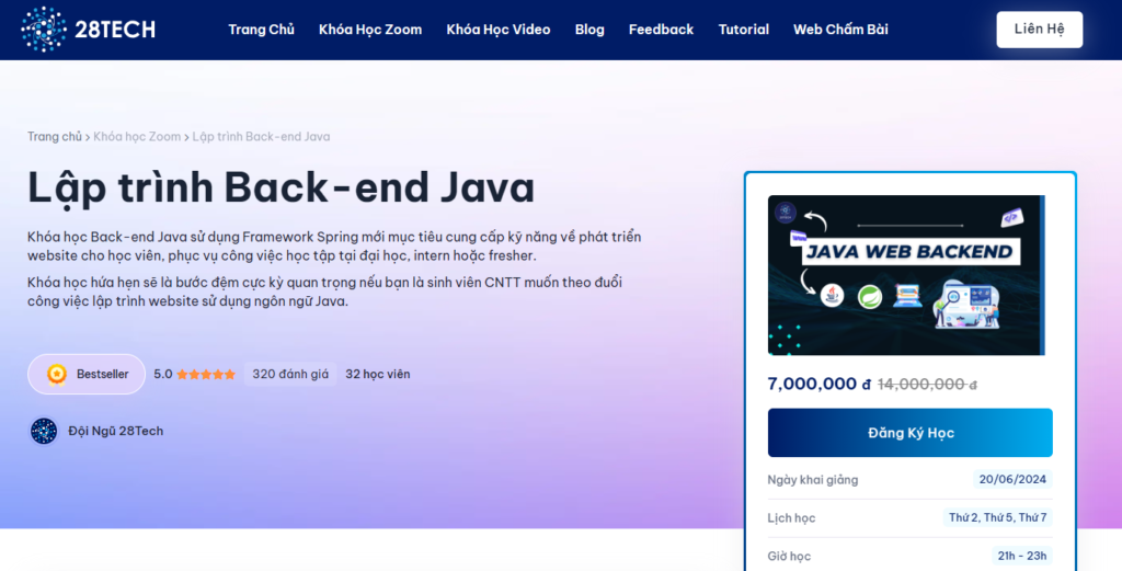 Khóa Học Lập Trình Backend Java 2024