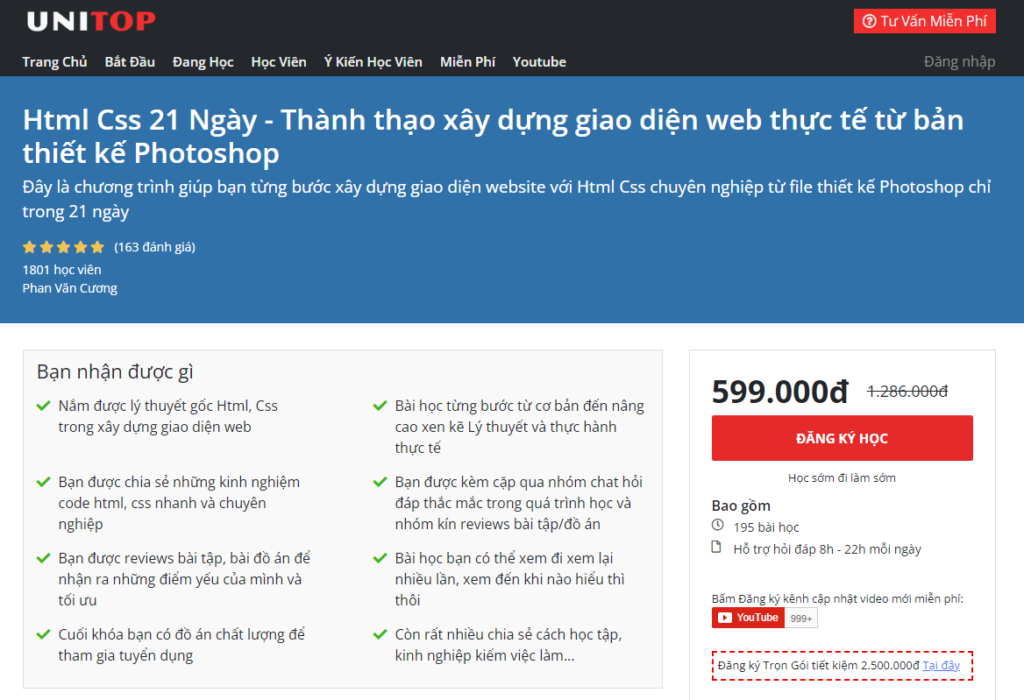 Thành thạo xây dựng giao diện web thực tế từ bản thiết kế Photoshop