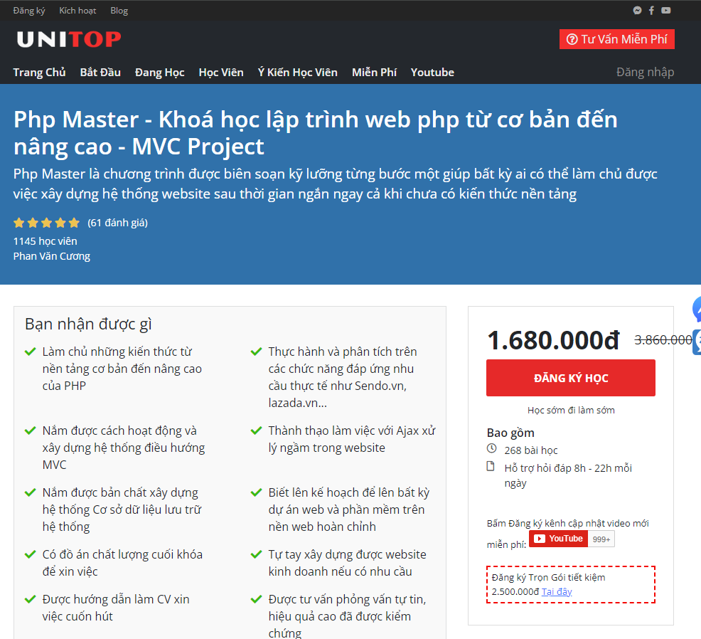 Php Master - Khoá học lập trình web php từ cơ bản đến nâng cao - MVC Project
