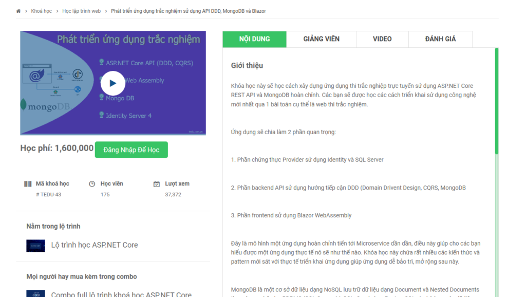 Phát triển ứng dụng trắc nghiệm sử dụng API DDD, MongoDB và Blazor