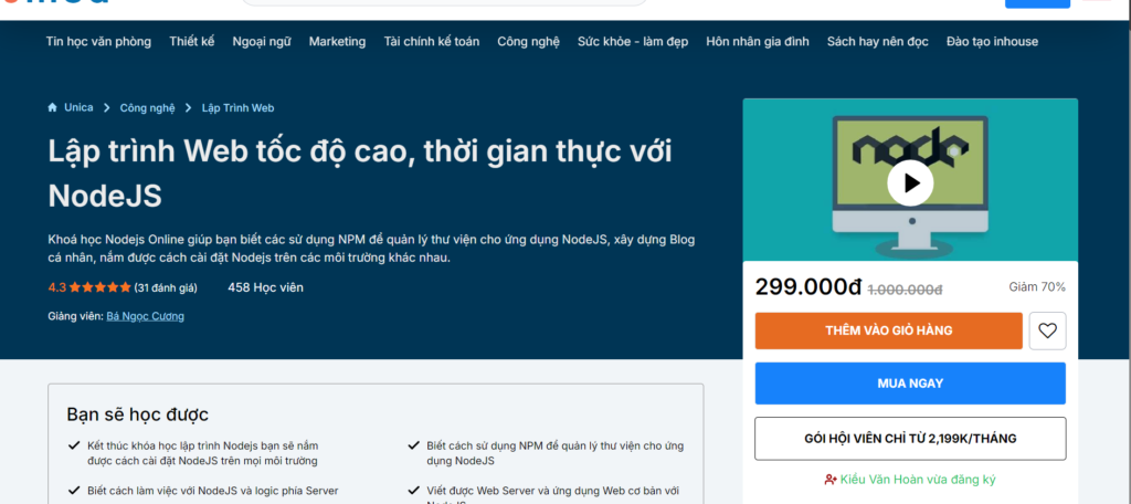 Lập trình Web tốc độ cao, thời gian thực với NodeJS