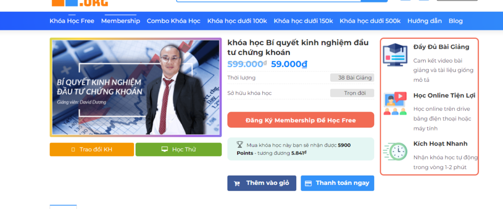 khóa học Bí quyết kinh nghiệm đầu tư chứng khoán
