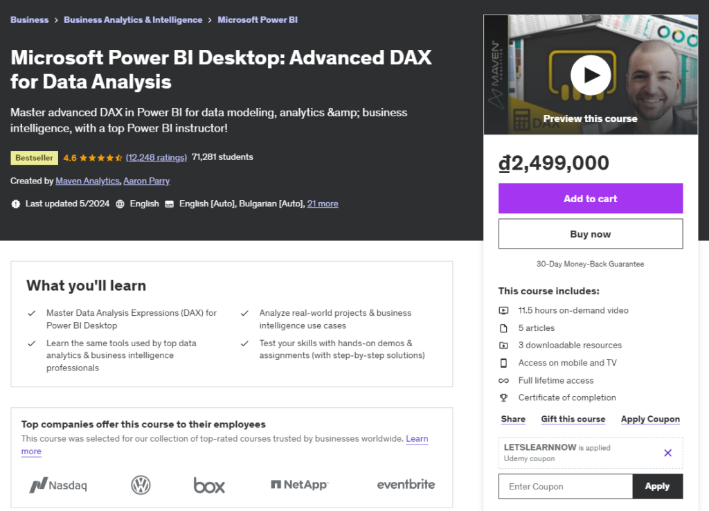 Microsoft Power BI Desktop: Advanced DAX for Data Analysis