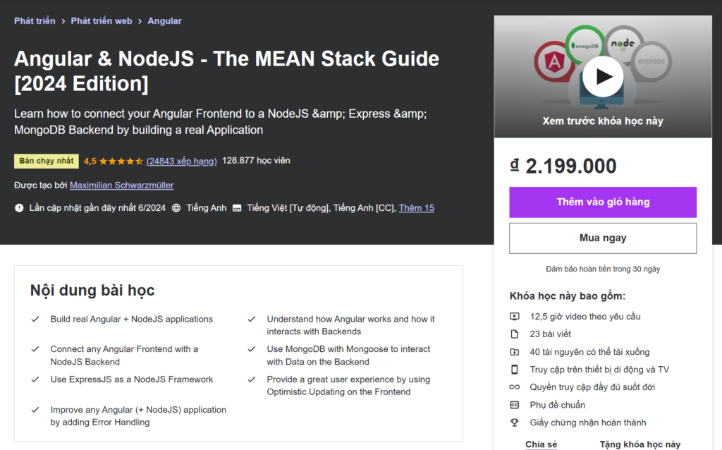 Angular NodeJS The MEAN Stack Guide