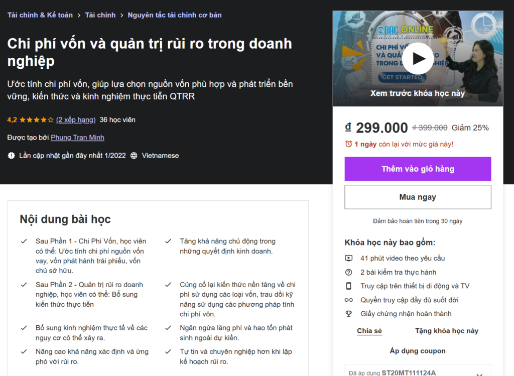 Chi phí vốn và quản trị rủi ro trong doanh nghiệp