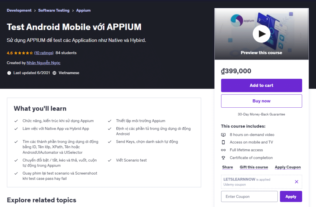Test Android Mobile với APPIUM