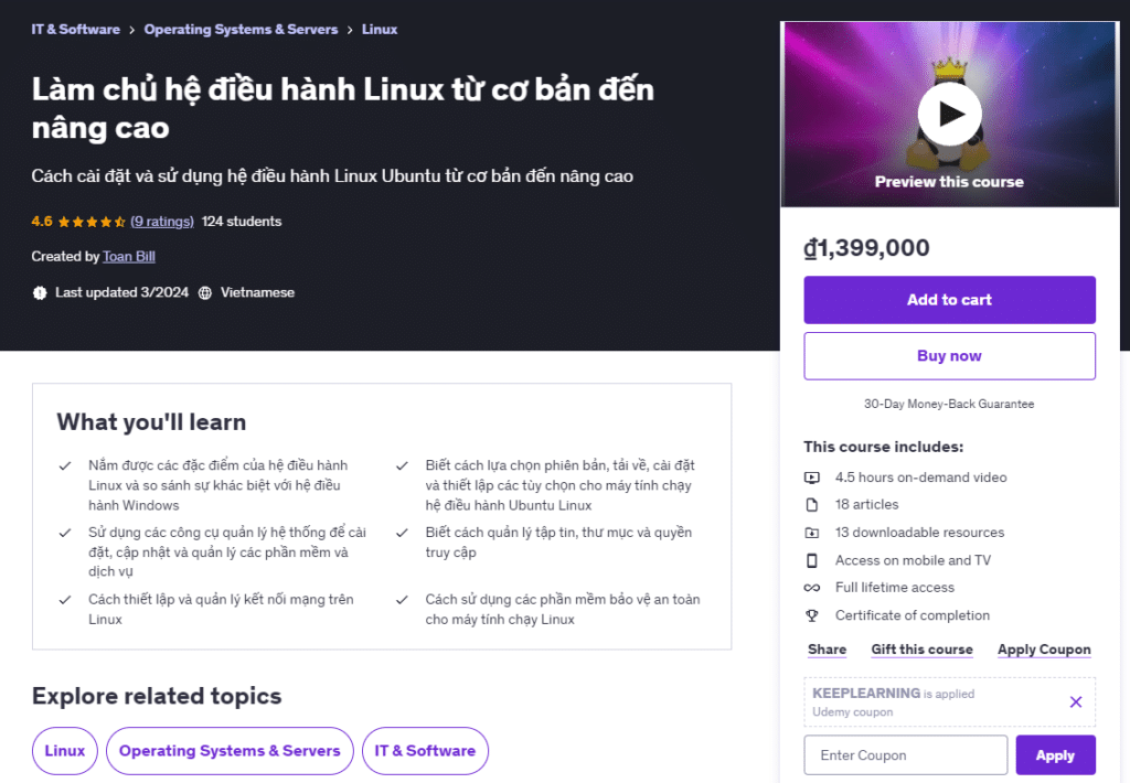 Làm chủ hệ điều hành Linux từ cơ bản đến nâng cao Làm chủ hệ điều hành Linux từ cơ bản đến nâng cao