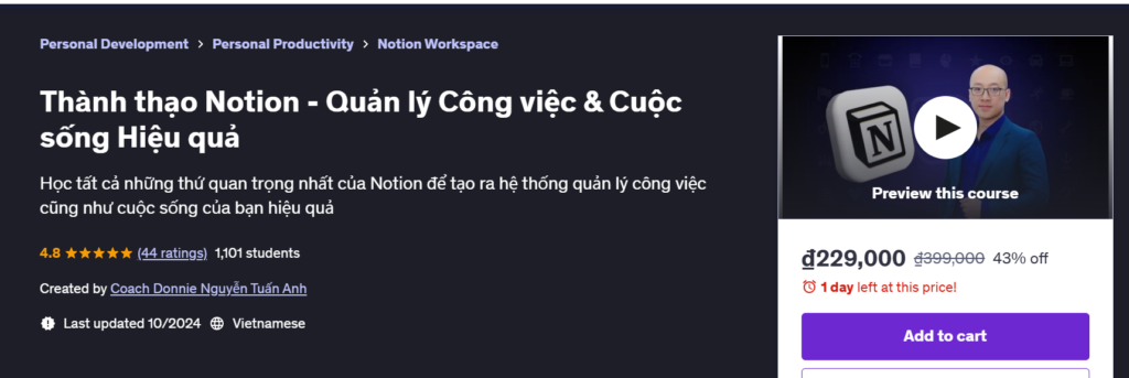 Thành thạo Notion - Quản lý Công việc & Cuộc sống Hiệu quả
