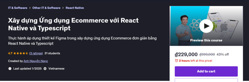 Xây dựng Ứng dụng Ecommerce với React Native và Typescript
