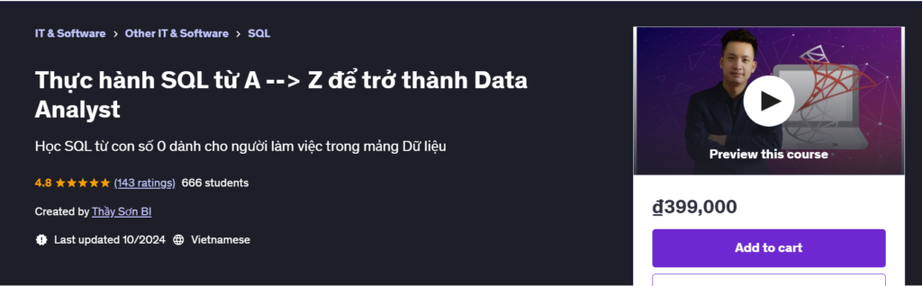 Thực hành SQL từ A --> Z để trở thành Data Analyst
