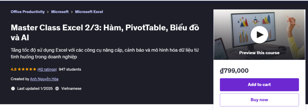 Master Class Excel 2/3: Hàm, PivotTable, Biểu đồ và AI image 26