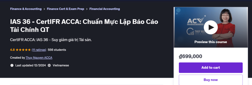 IAS 36 - CertIFR ACCA: Chuẩn Mực Lập Báo Cáo Tài Chính QT IAS 36 - CertIFR ACCA: Chuẩn Mực Lập Báo Cáo Tài Chính QT