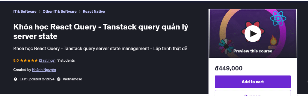 Khóa học React Query - Tanstack query quản lý server state Khóa học React Query - Tanstack query quản lý server state