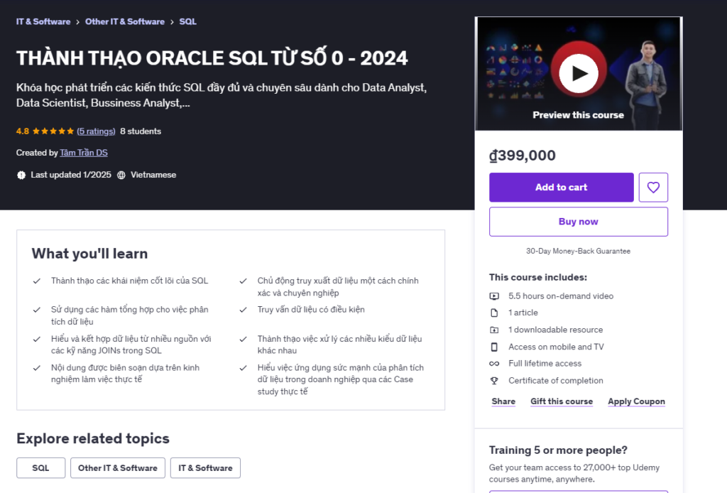 THÀNH THẠO ORACLE SQL TỪ SỐ 0 - 2024 THÀNH THẠO ORACLE SQL TỪ SỐ 0 - 2024